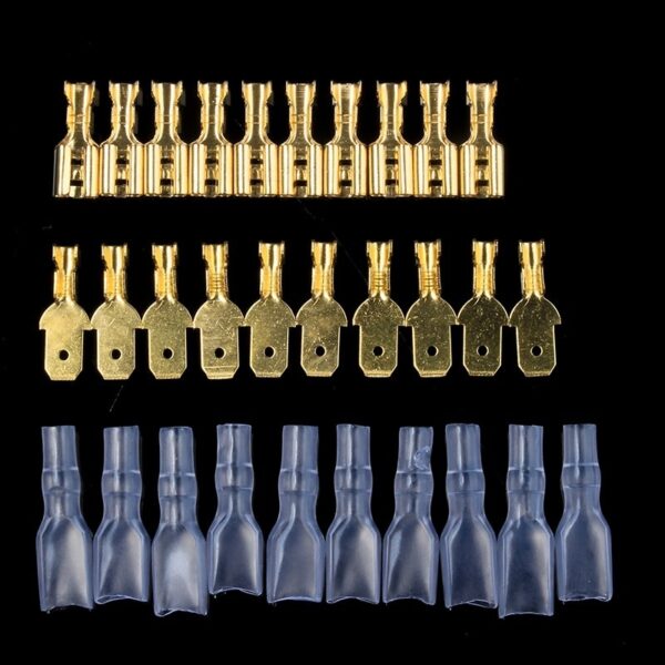 100Pcs/Lot 2.8/4.8/6.3mm Female Male Crimp Terminal Wire Connector Gold Brass/Silver Car Speaker Electrical Cable Terminals Kit - Image 6