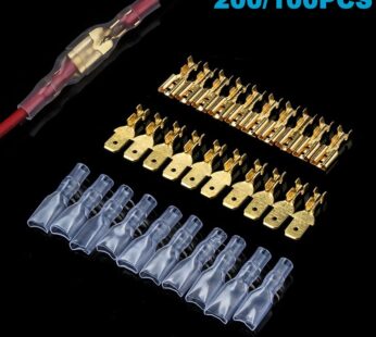 100Pcs/Lot 2.8/4.8/6.3mm Female Male Crimp Terminal Wire Connector Gold Brass/Silver Car Speaker Electrical Cable Terminals Kit