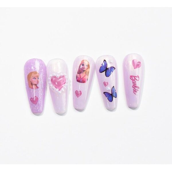 1Pcs Diy Barbie Kawaii Nail Stickers Anime Children Girls Cartoon Cute Doll Nails Art Patch Decals Manicure Decoration Gifts Toy - Image 3