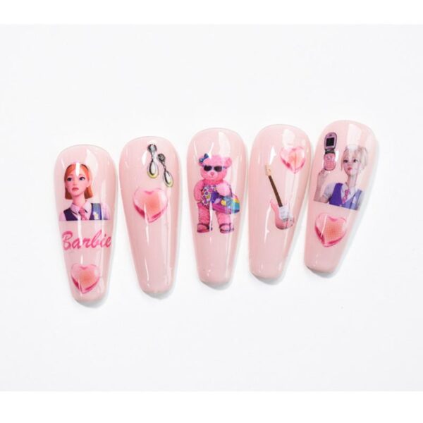 1Pcs Diy Barbie Kawaii Nail Stickers Anime Children Girls Cartoon Cute Doll Nails Art Patch Decals Manicure Decoration Gifts Toy - Image 4
