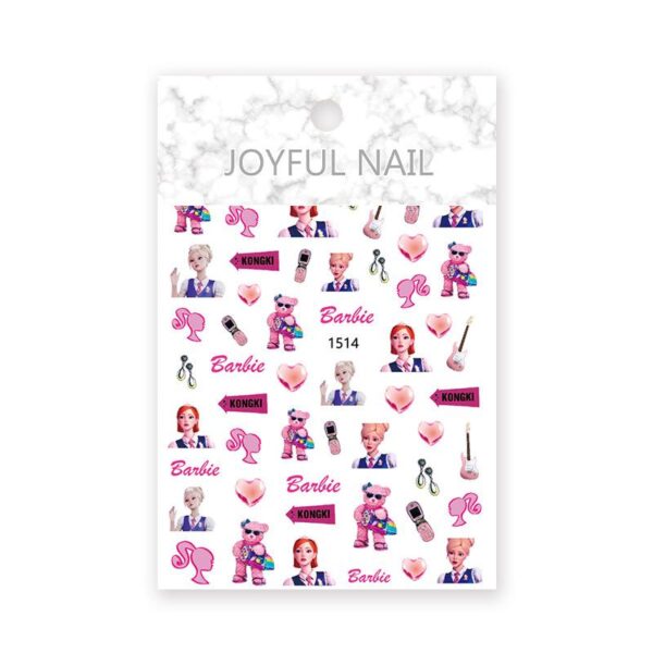 1Pcs Diy Barbie Kawaii Nail Stickers Anime Children Girls Cartoon Cute Doll Nails Art Patch Decals Manicure Decoration Gifts Toy - Image 5