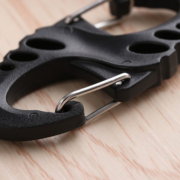 5PC Portable Mini S-Type Carabiner Climbing Safety Hook Dual Buckle Plastic Steel Sport Outdoor Multifunction Accessories - Image 3