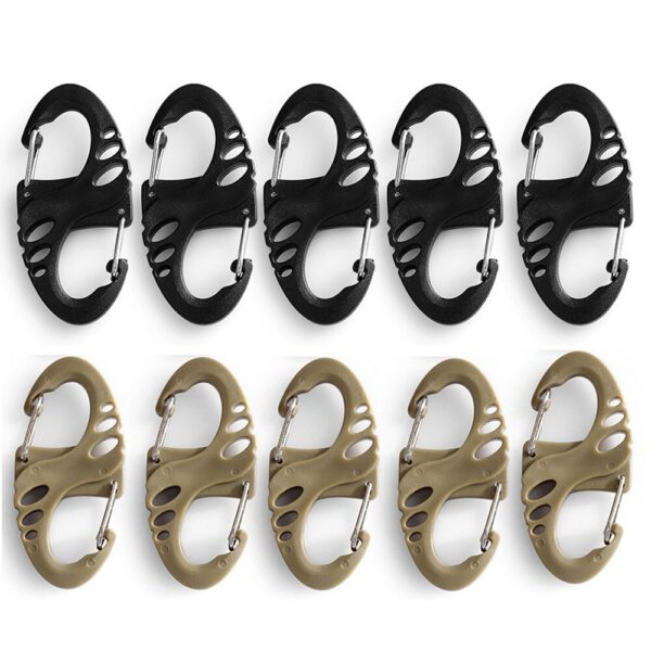5PC Portable Mini S-Type Carabiner Climbing Safety Hook Dual Buckle Plastic Steel Sport Outdoor Multifunction Accessories