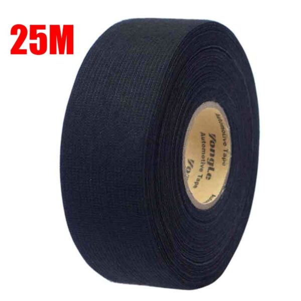 A Roll 25M Adhesive Cloth Fabric Tape Cable Looms Wiring Harness For Car Auto Black Wiring Harness - Image 2