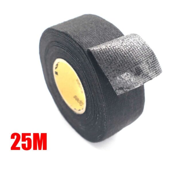 A Roll 25M Adhesive Cloth Fabric Tape Cable Looms Wiring Harness For Car Auto Black Wiring Harness - Image 5