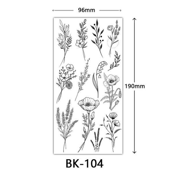 Black Flower Tattoo Sketch Tattoo Sticker Rose Blossom Tattoo Temporary Waterproof Fake Tattoo For Woman Art Tatoo Sticker - Image 4