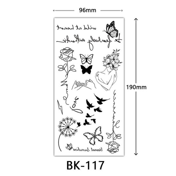 Black Flower Tattoo Sketch Tattoo Sticker Rose Blossom Tattoo Temporary Waterproof Fake Tattoo For Woman Art Tatoo Sticker - Image 6