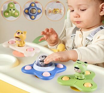 Cartoon Rotating Rattles Baby Toys 0-12M Suction Cup Spinner Toys for 1 2 3 Years Old Boys Girls Interactive Bath Toys for Kids