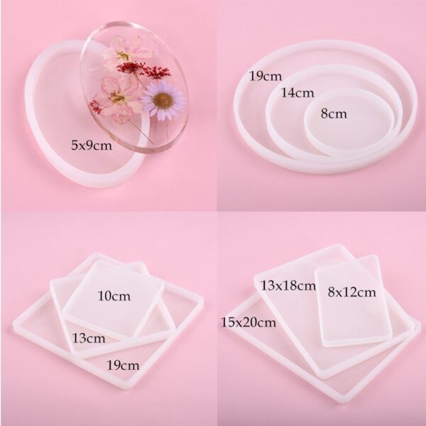 Coaster Base Silicone Mold Round Square Heart Shape DIY UV Epoxy Resin Casting Molds Home Decoration Handmade Crafts - Image 3