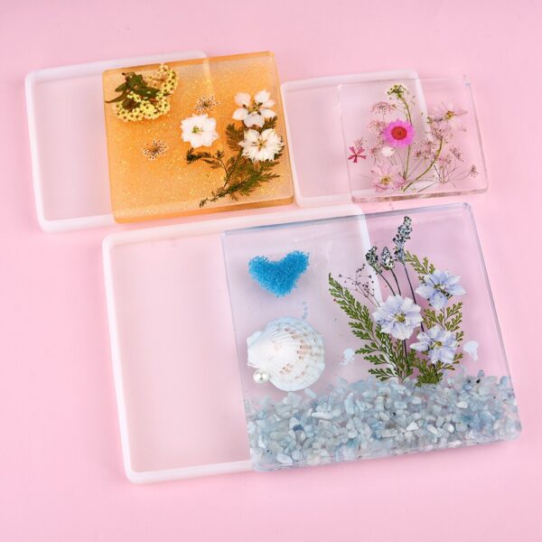 Coaster Base Silicone Mold Round Square Heart Shape DIY UV Epoxy Resin Casting Molds Home Decoration Handmade Crafts - Image 4