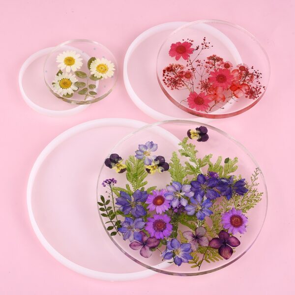 Coaster Base Silicone Mold Round Square Heart Shape DIY UV Epoxy Resin Casting Molds Home Decoration Handmade Crafts