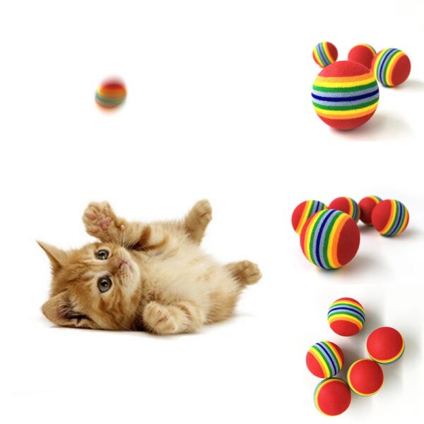 Colorful Cat Toy Ball Interactive Cat Toys Play Chewing Rattle Scratch Natural Foam Ball Training Pet Supplies - Image 4