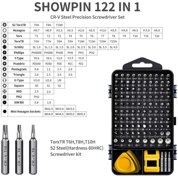 Computer Repair Kit 115 in 1 Magnetic Laptop Screwdriver Kit Precision Screwdriver Set Small Impact Screw Driver Set with Case - Image 5