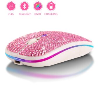 Dual Mode Wireless Mouse Electronic Bluetooth 2.4Ghz Mute Diamond-studded Mause for Notebook PC Laptop Compute Kids Friends Gift