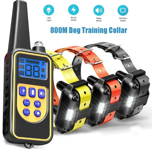 Electric Dog Training Collar Shock Collars for Dog with Remote Range 800M 3 Training Modes Beep Vibration and Shock