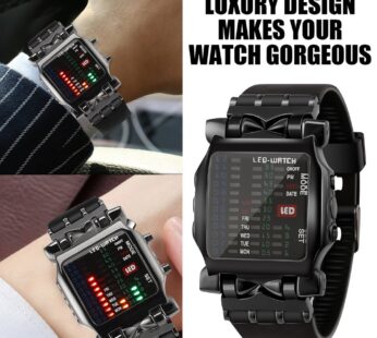 LED Watch Men Fashion Creative Crab Type Electronic Watch Luminous Binary Gift Business Style Cool Waterproof Multi Function