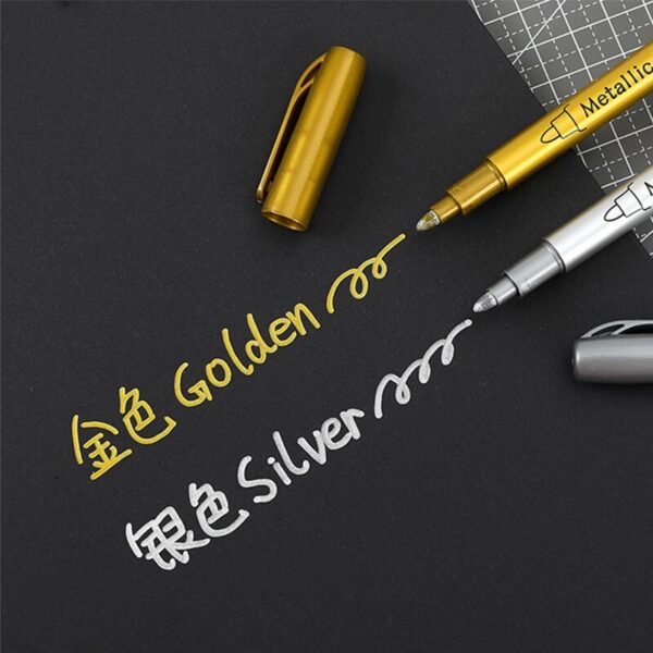 Metallic Waterproof Permanent Marker Pens DIY Epoxy Resin Mold Gold Silver ColorDrawing Student Supplies Craft Marker Pen - Image 4