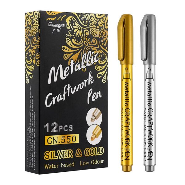 Metallic Waterproof Permanent Marker Pens DIY Epoxy Resin Mold Gold Silver ColorDrawing Student Supplies Craft Marker Pen