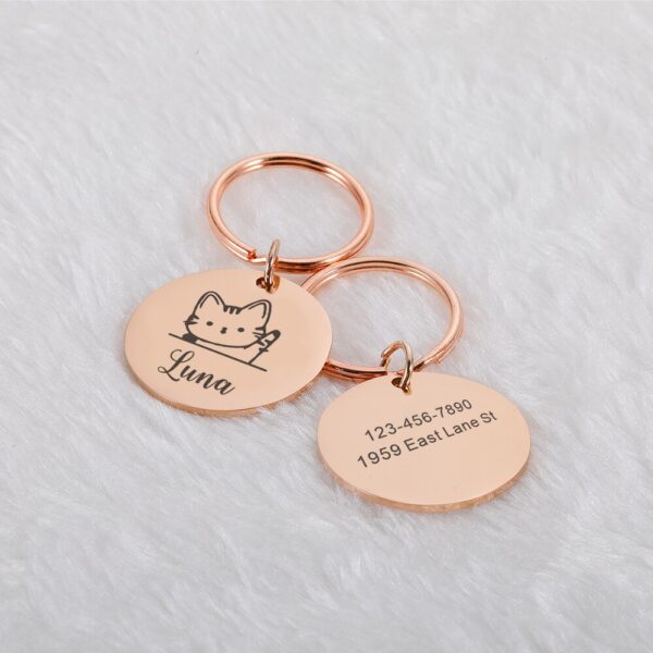 Personalized Cat ID Tag Anti-lost Mirror Pet Name Tags Plates Free Engraving Cats Kitten ID Tag Nameplate Pendant for Pets - Image 5