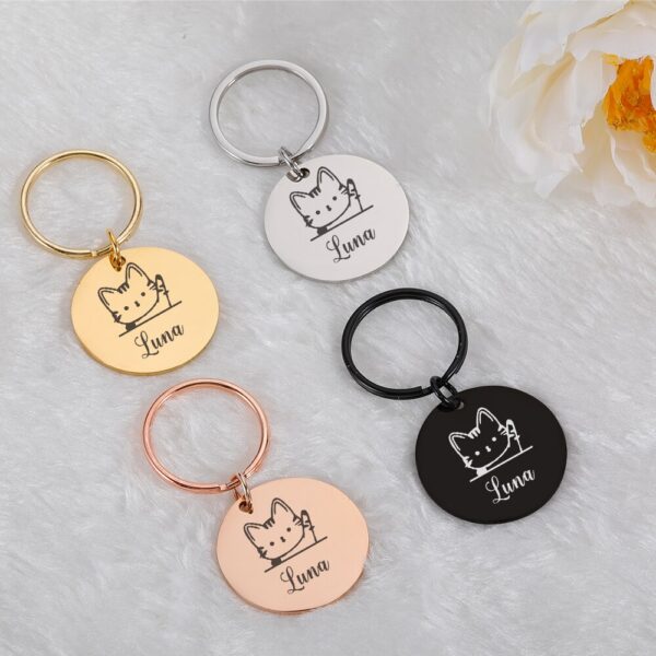 Personalized Cat ID Tag Anti-lost Mirror Pet Name Tags Plates Free Engraving Cats Kitten ID Tag Nameplate Pendant for Pets - Image 6