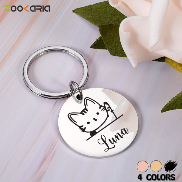 Personalized Cat ID Tag Anti-lost Mirror Pet Name Tags Plates Free Engraving Cats Kitten ID Tag Nameplate Pendant for Pets