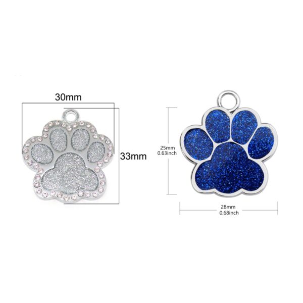 Personalized Dog Cat Tags Engraved Cat Dog Puppy Pet ID Name Collar Tag Pendant Pet Accessories Paw Glitter Pendant - Image 5