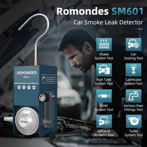 Romondes SM601 Smoke Leak Detector EVAP Smoke Machine Automotive Leak Detector Fuel Pipe Leakage Locator for Car Motorcycle - Image 4