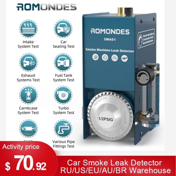 Romondes SM601 Smoke Leak Detector EVAP Smoke Machine Automotive Leak Detector Fuel Pipe Leakage Locator for Car Motorcycle