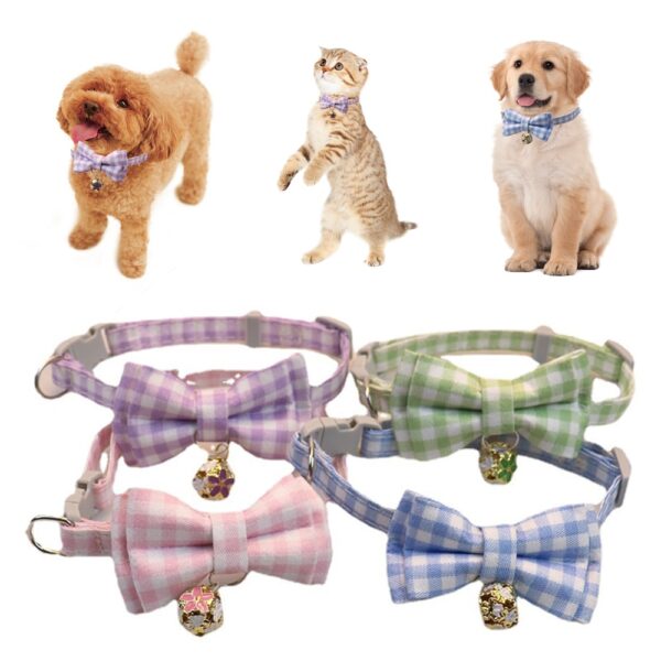 Sweet Pet Plaid Collar for Dog Adjustable Dog Cat Collar Bow Tie Pet Puppy Collar Safety Buckle Dog Puppy Neck Ring Pet Supply - Image 2