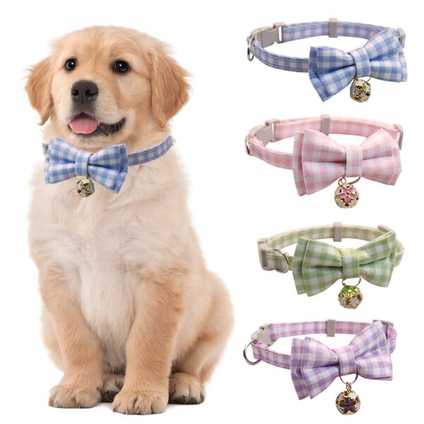 Sweet Pet Plaid Collar for Dog Adjustable Dog Cat Collar Bow Tie Pet Puppy Collar Safety Buckle Dog Puppy Neck Ring Pet Supply